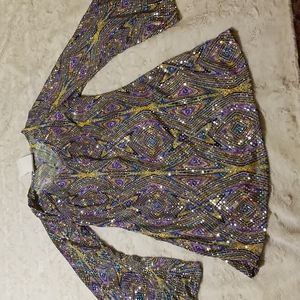 California Costumes Bell Sleeve Top Tunic  Size Medium Sequin Retro